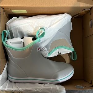 Womens Ankle Deck Boot, Teal, Gray and White. Brand new, in the box! Never worn